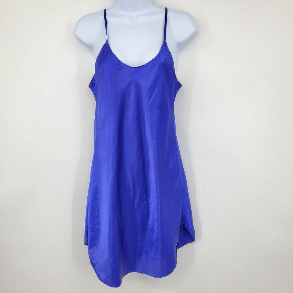 Vintage Seassi Satin Sleeveless Women's Y2K Scoop Neck Slip Dress Size Small USA